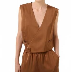 NEW GESTUZ gzjessie v-neck waistcoat in dark brown